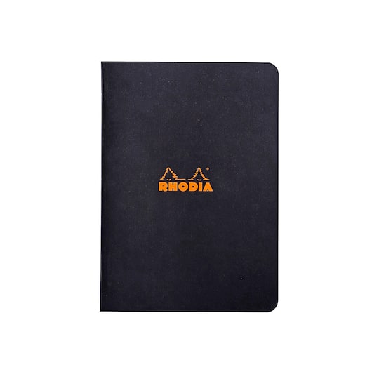 Rhodia&#xAE; Black Side Stapled Lined Notebook, 6&#x22; x 8.25&#x22;